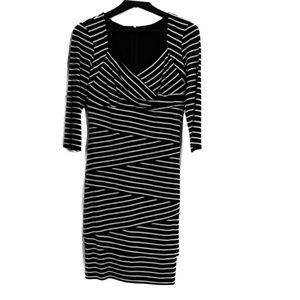 Black & White asymmetrically striped "Instantly Slimming dress